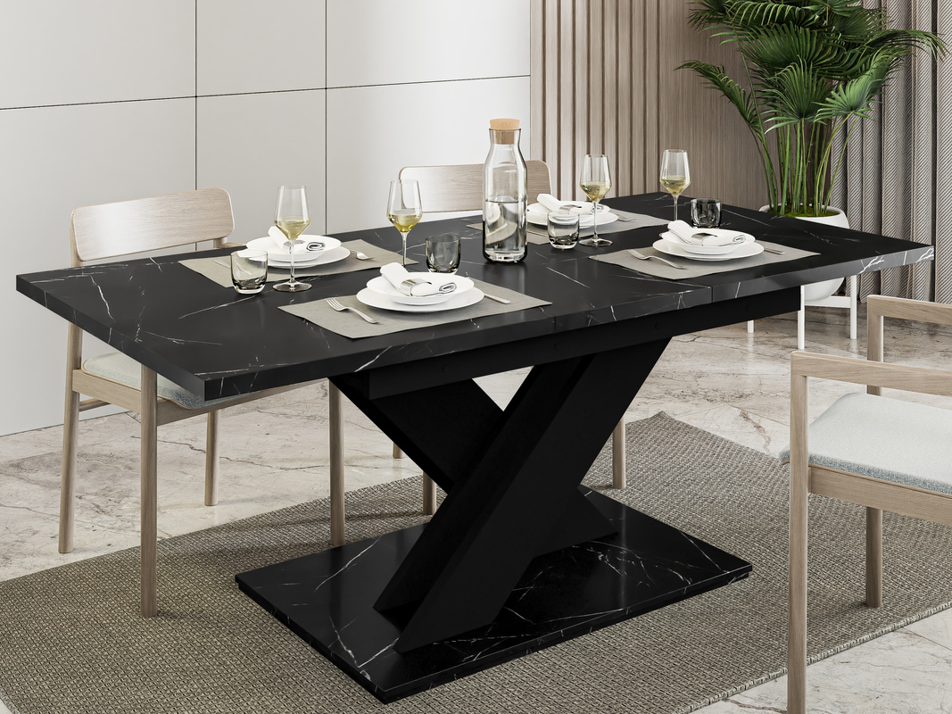 Stół rozkładany do jadalni 180 cm czarny marmur BALTIC TABLE