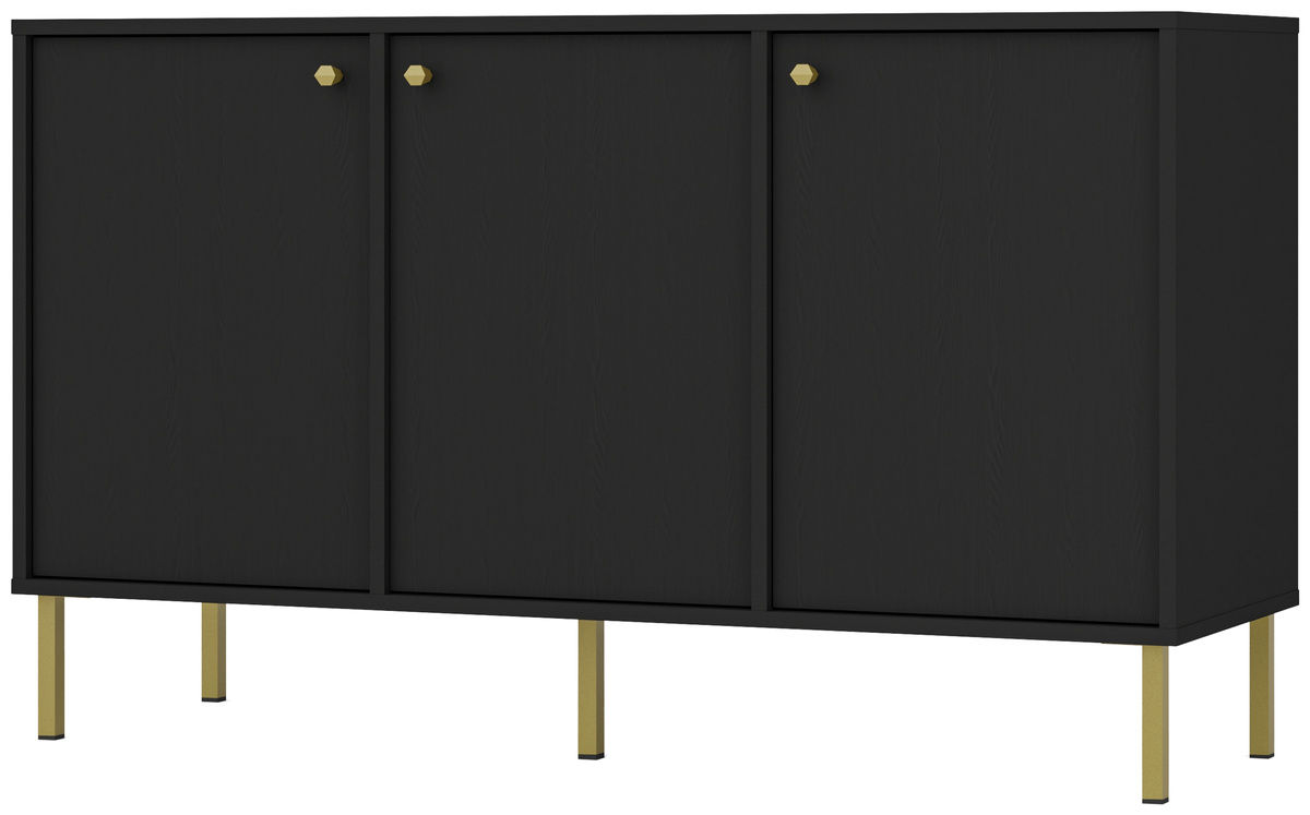 Czarna komoda trzydrzwiowa do salonu 125 cm TOKEN