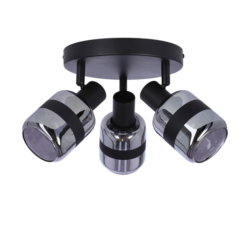 Biała lampa sufitowa plafon z kloszem dymionym do salonu YUKI 3xE14