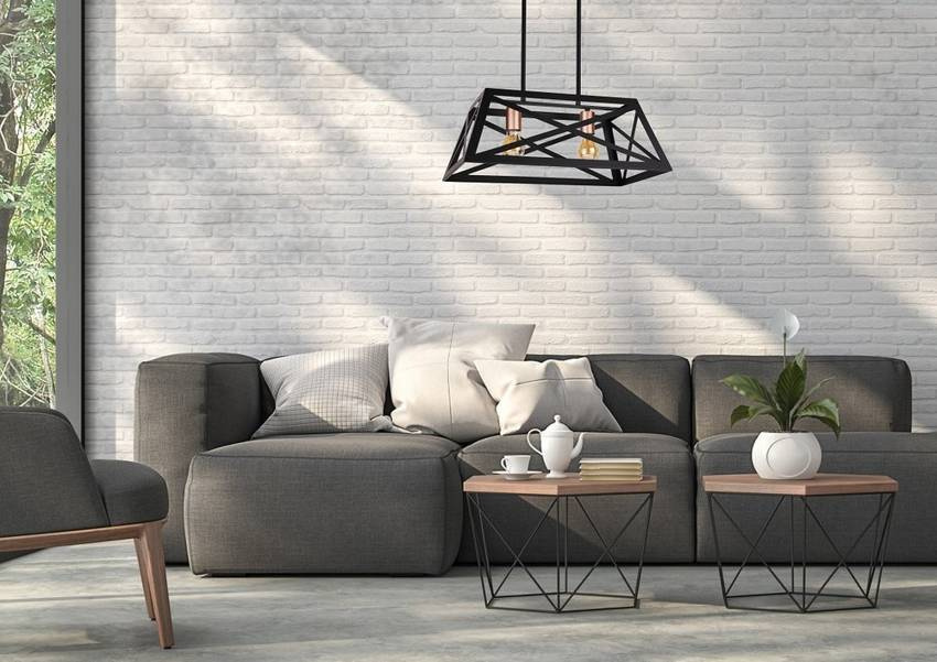 Czarna lampa wisząca metalowa 2-płomienna do salonu ORIGAMI