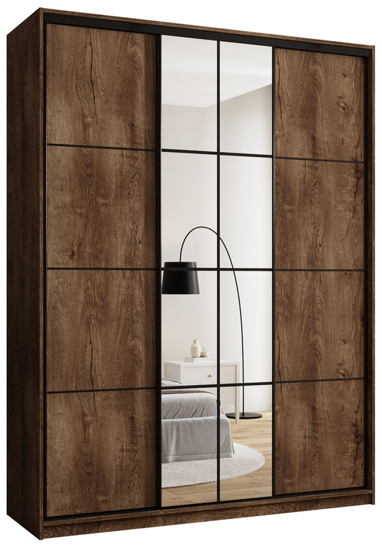 Loftowa wysoka szafa przesuwna z lustrem 180 cm EDGE MAX