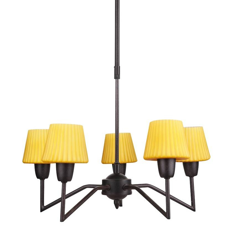 Pomarańczowy żyrandol szklany 5-płomienny do salonu VENUS