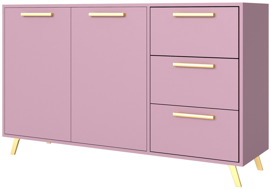 Nowoczesna komoda z drzwiami i szufladami 140 cm BILL śliwa