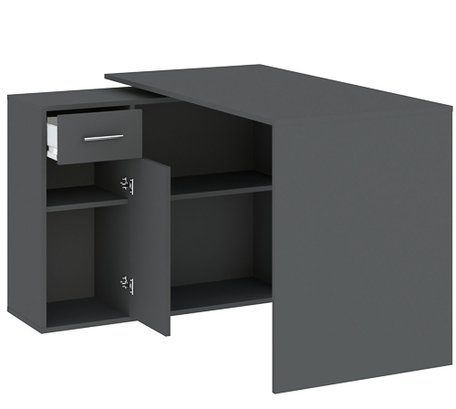 Biurko do biura antracytowe NEXIO z szufladą i półkami