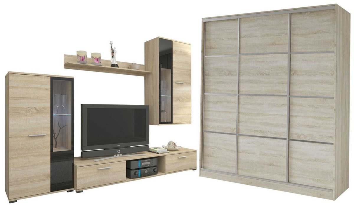 Meblościanka z szafą TOP 180 dąb sonoma