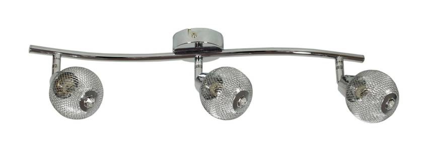 Chromowa lampa sufitowa listwa 3-punktowa do salonu NOVEL metal