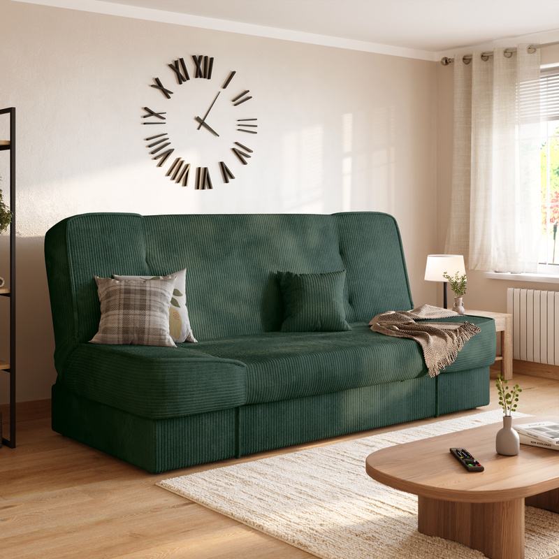 Zielona wersalka do spania rozkładana TOLIA do salonu