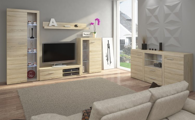 Meblościanka z komodą Dąb sonoma SAMBA