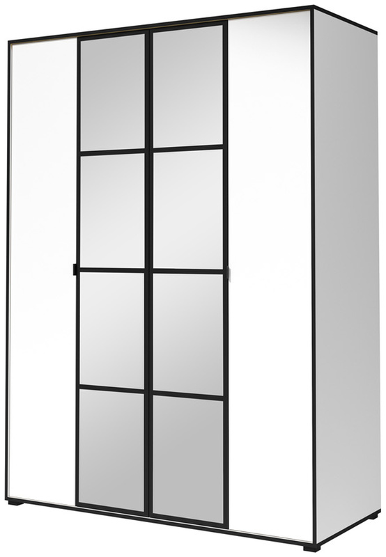 Biała nowoczesna szafa z lustrem 150 cm drążek półki OLAS