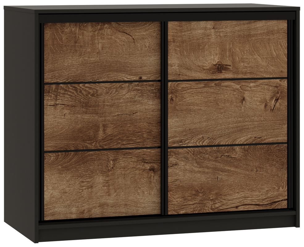 Dwudrzwiowa loftowa komoda przesuwna z szufladami 120 cm LOFT