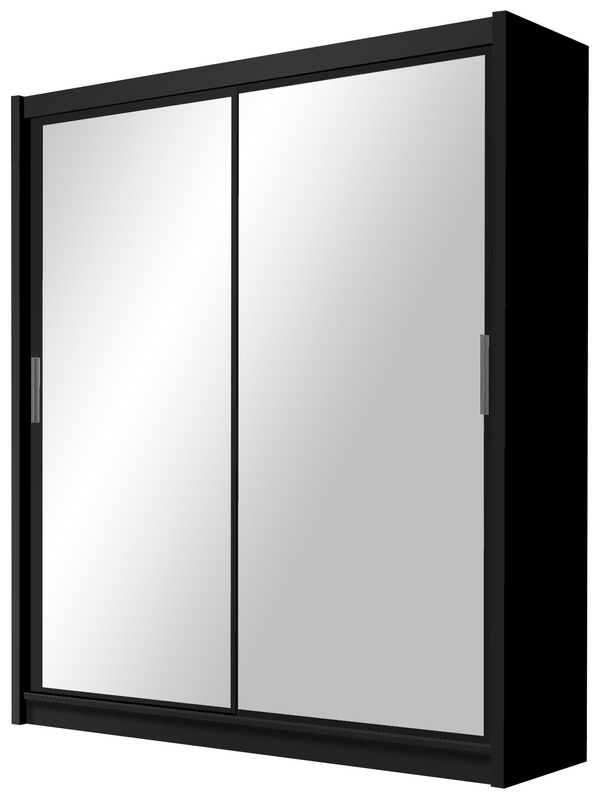 Czarna nowoczesna szafa z dużym lustrem 120 cm PASCAL