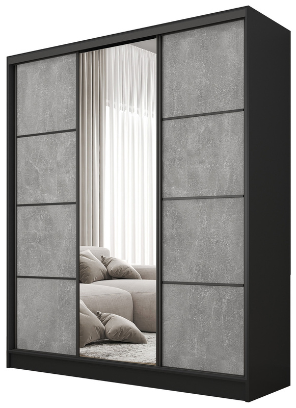 Pojemna szafa przesuwna z lustrem 160 cm BEST beton