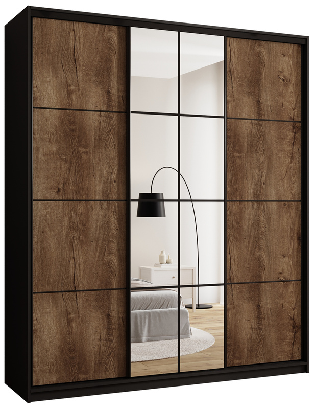 Loftowa szafa przesuwna z lustrem 200 cm do sypialni EDGE MAX