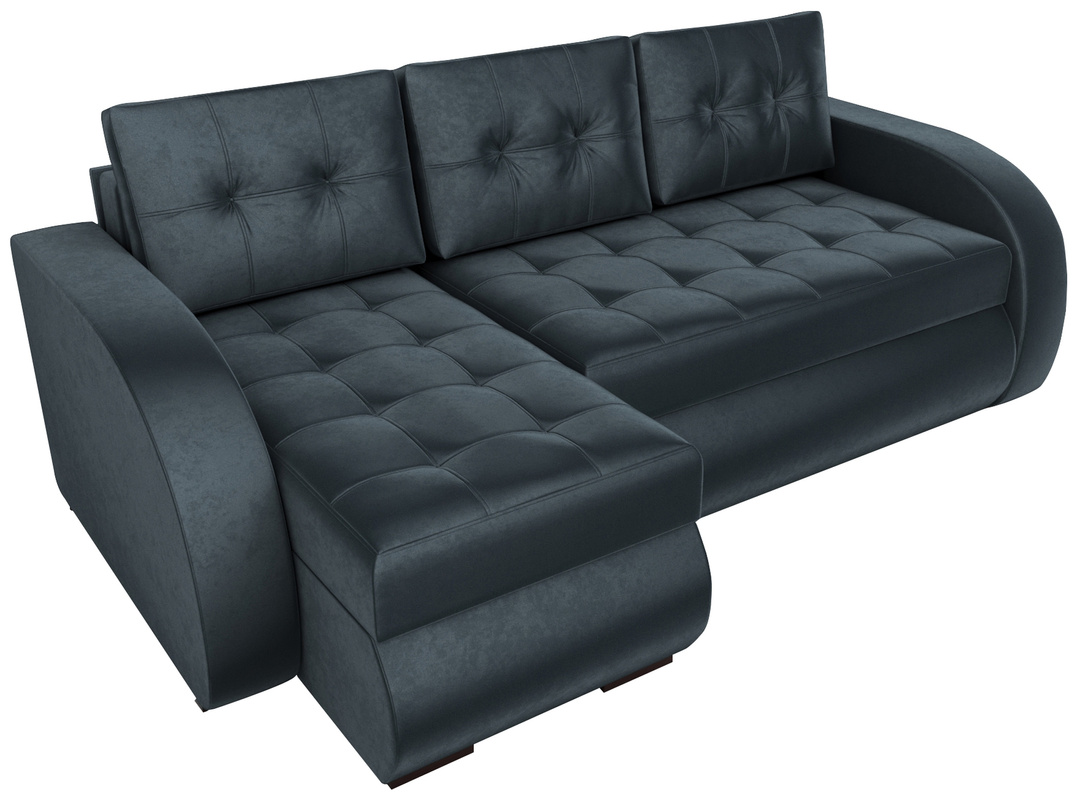 Grafitowy welurowy narożnik z funkcją spania do salonu BERGEN