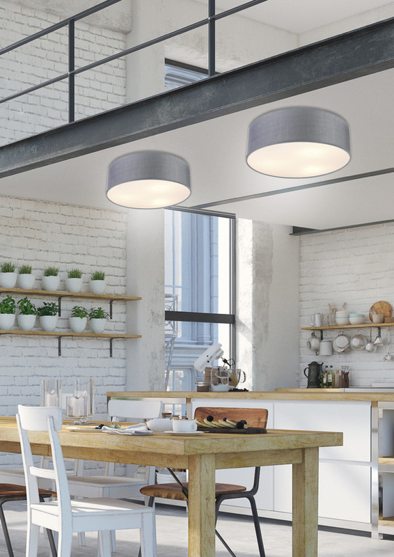 Szara lampa wisząca sufitowa okrągła do salonu KIOTO 40 cm