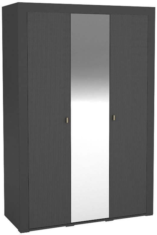 Czarna szafa trzydrzwiowa 137 cm z półkami i drążkiem MISTY