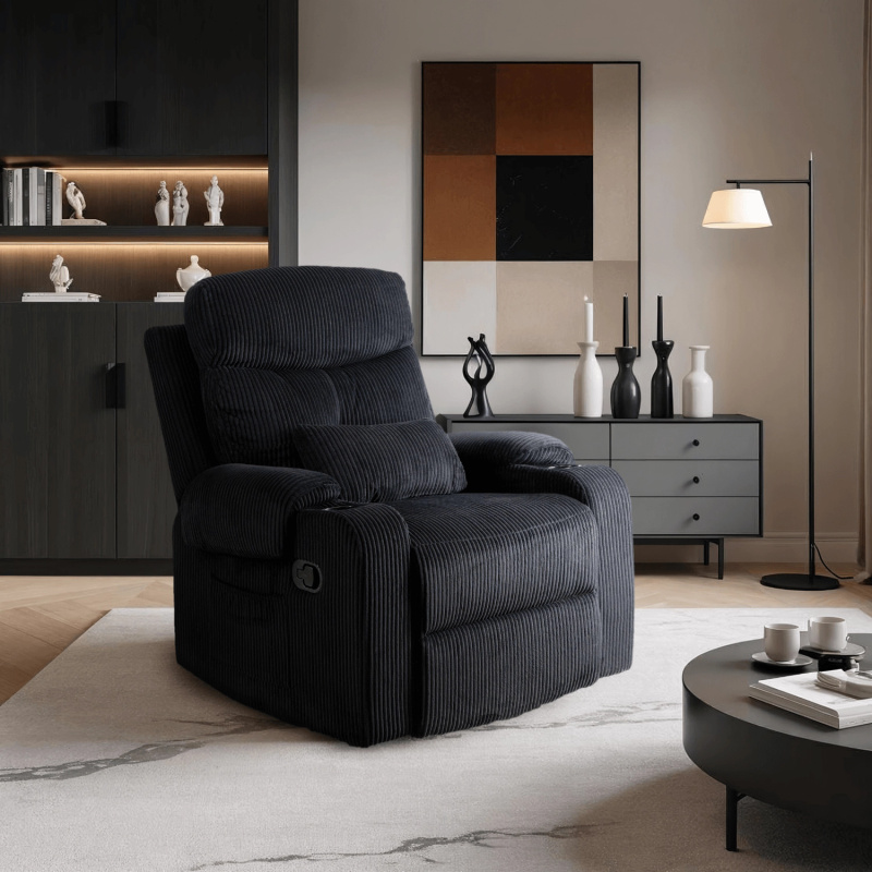 Fotel rozkładany do spania czarny do salonu TURIN