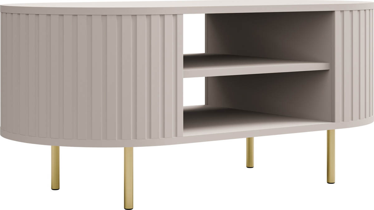 Okrągły stolik kawowy 100 cm do salonu OVENTO beż piaskowy