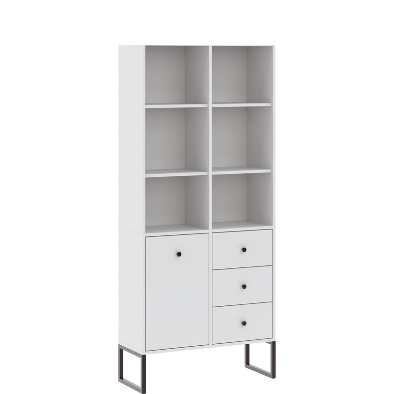 Regał na książki z szufladami LAMORI biały