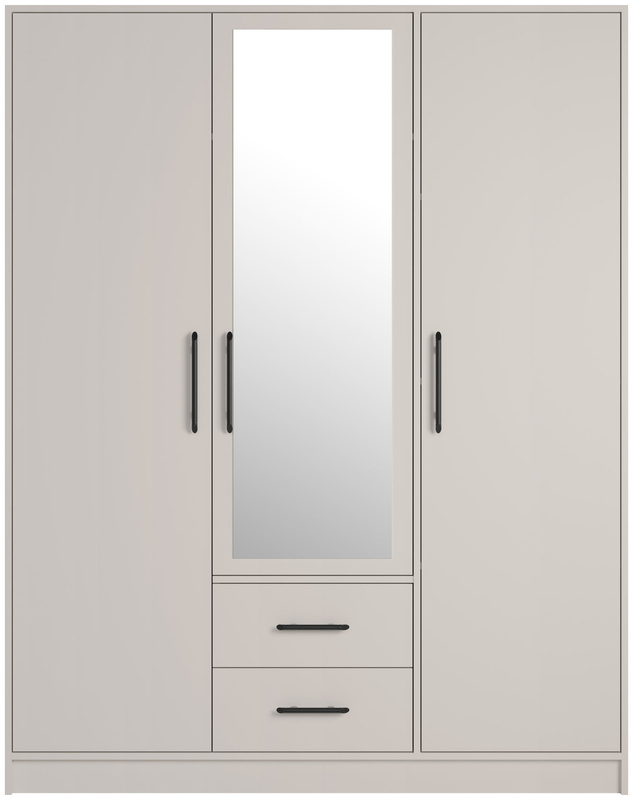 Nowoczesna szafa trzydrzwiowa z półkami i drążkiem SEVAS kaszmir