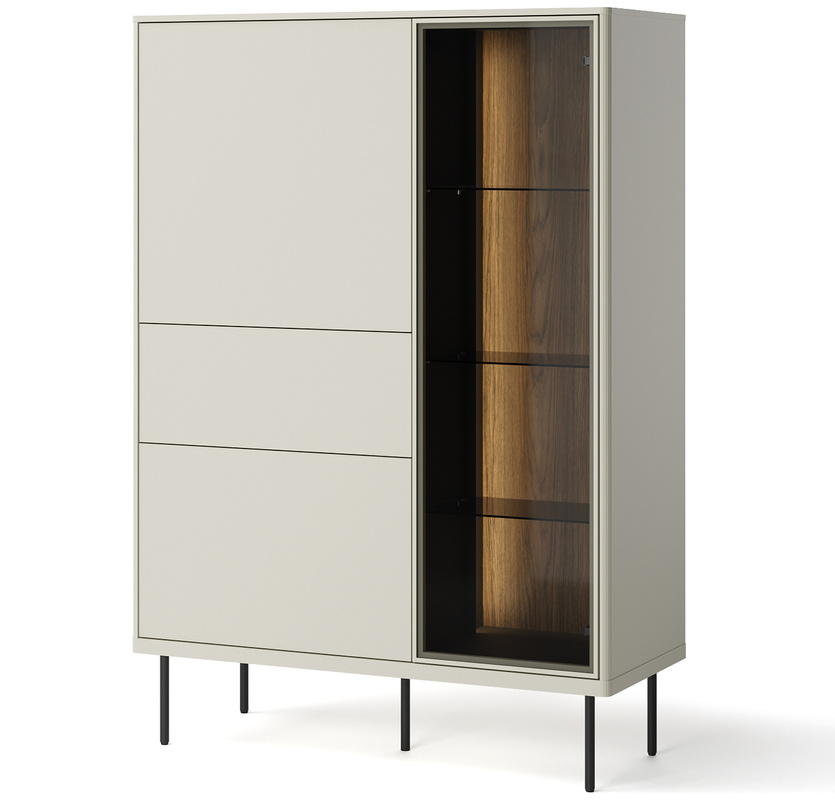 Nowoczesna witryna do salonu 99 cm przeszklona EPIRO z oświetleniem