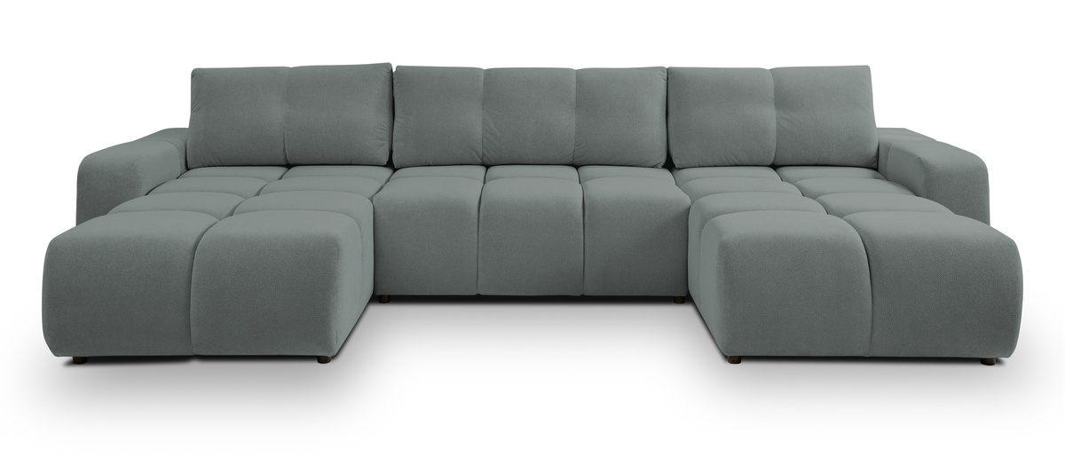 Grafitowy narożnik w kształcie U do salonu z funkcją spania SAVINO