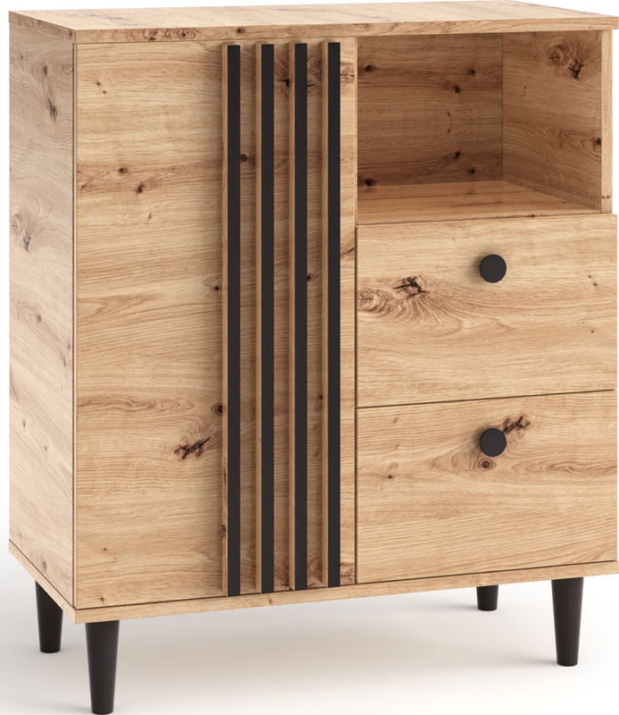 Komoda 80 cm z szufladami do salonu LERON dąb artisan