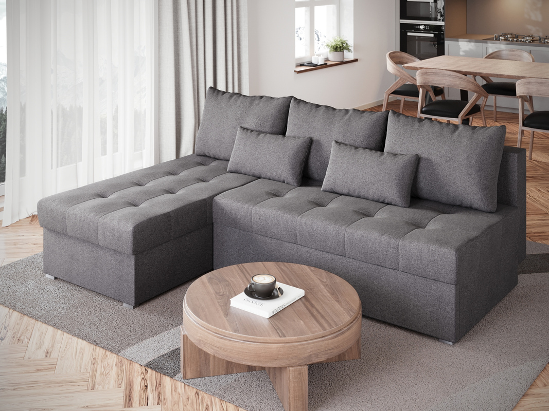 Szary mały narożnik z funkcją spania do salonu HOT SLIM