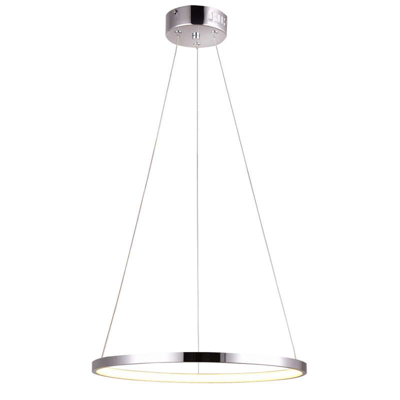 Srebrna lampa wisząca LED ring 40 cm do salonu LUNE metal