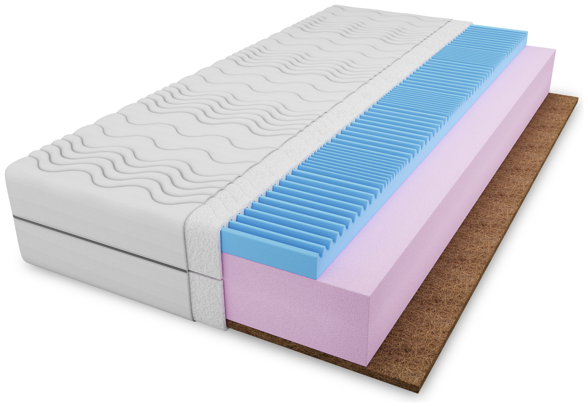 Materac piankowy z matą kokosową 90x200 cm RIPOSO pianka profilowana