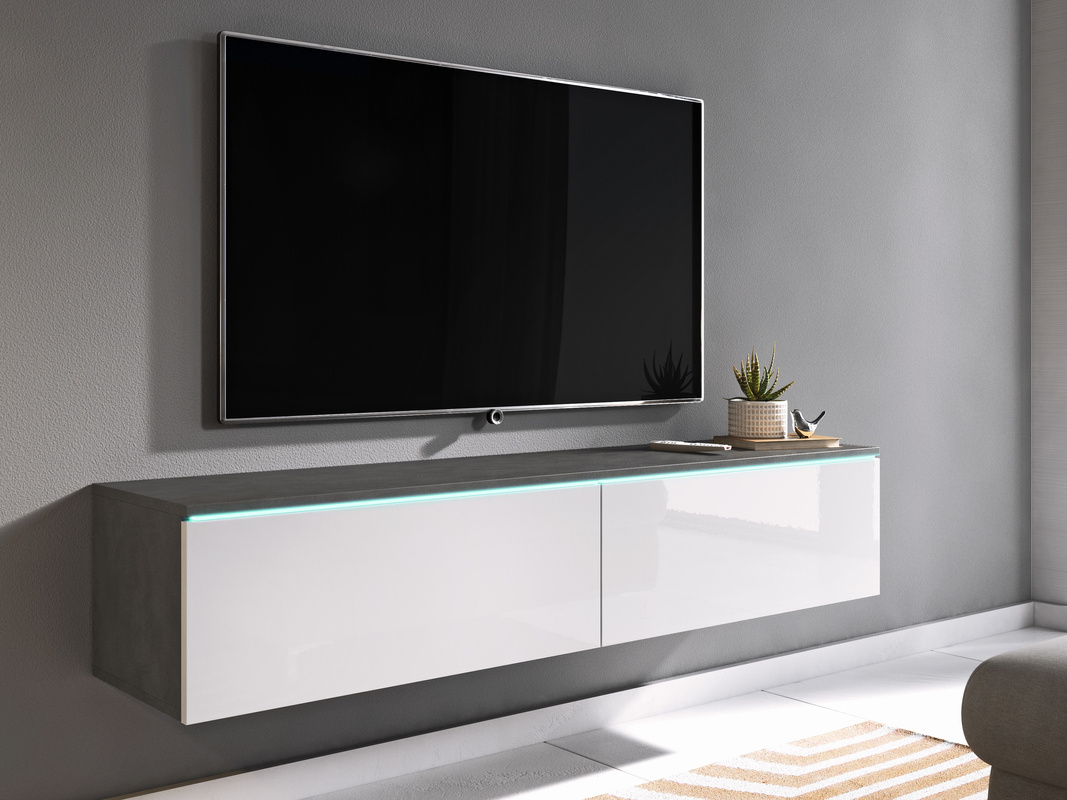 Szafka RTV 140 cm FAVIO biały połysk pod telewizor