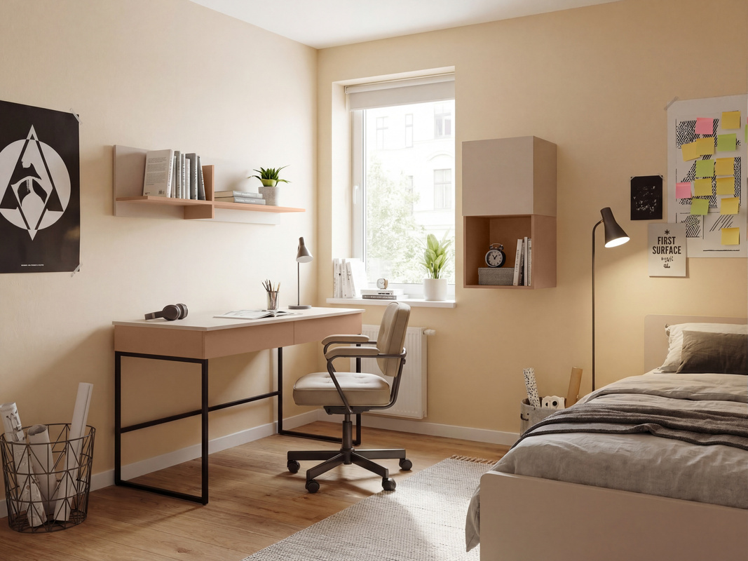 Biurko młodzieżowe 125 cm z szufladami LUMI kaszmir