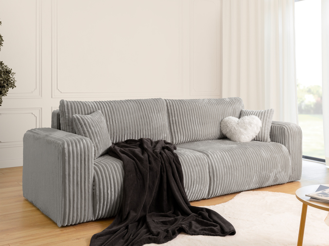 Sztruksowa kanapa z funkcją spania i pojemnikiem TILIO rozkładana