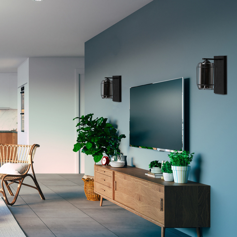 Czarny kinkiet ścienny do salonu JONERA metal szkło