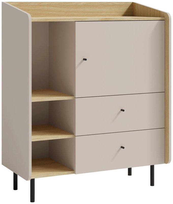 Niska komoda z szufladami 95 cm do pokoju młodzieżowego ALDENO beż piaskowy