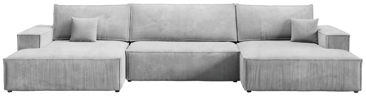 Szary narożnik w kształcie U do salonu z funkcją spania PABLO