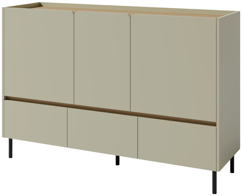 Trzydrzwiowa komoda 150 cm młodzieżowa z szufladami na nóżkach LISSARO