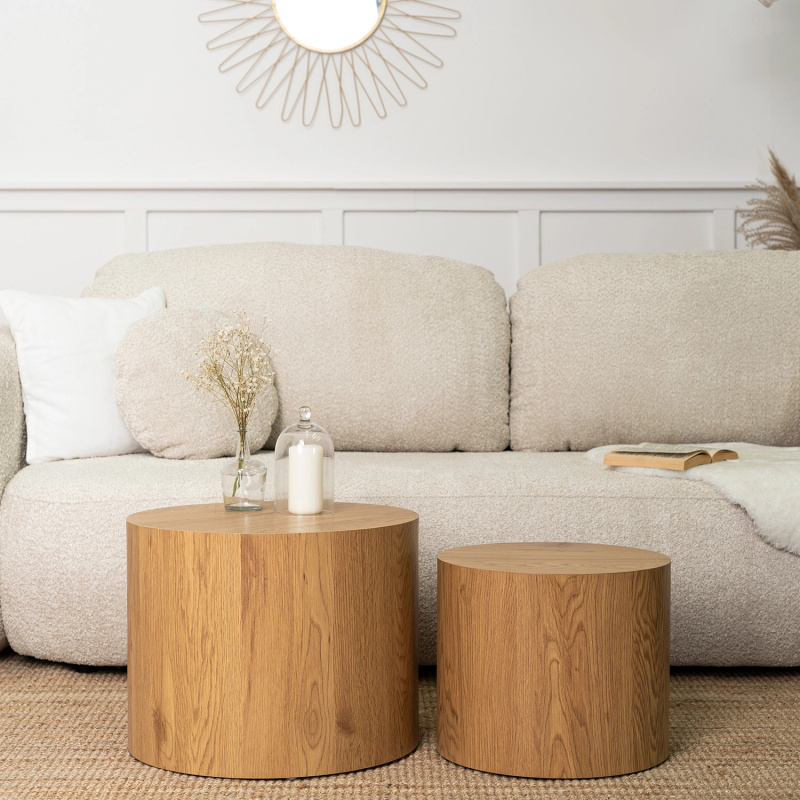 Stoliki kawowe LEONLY zestaw do salonu dąb naturalny