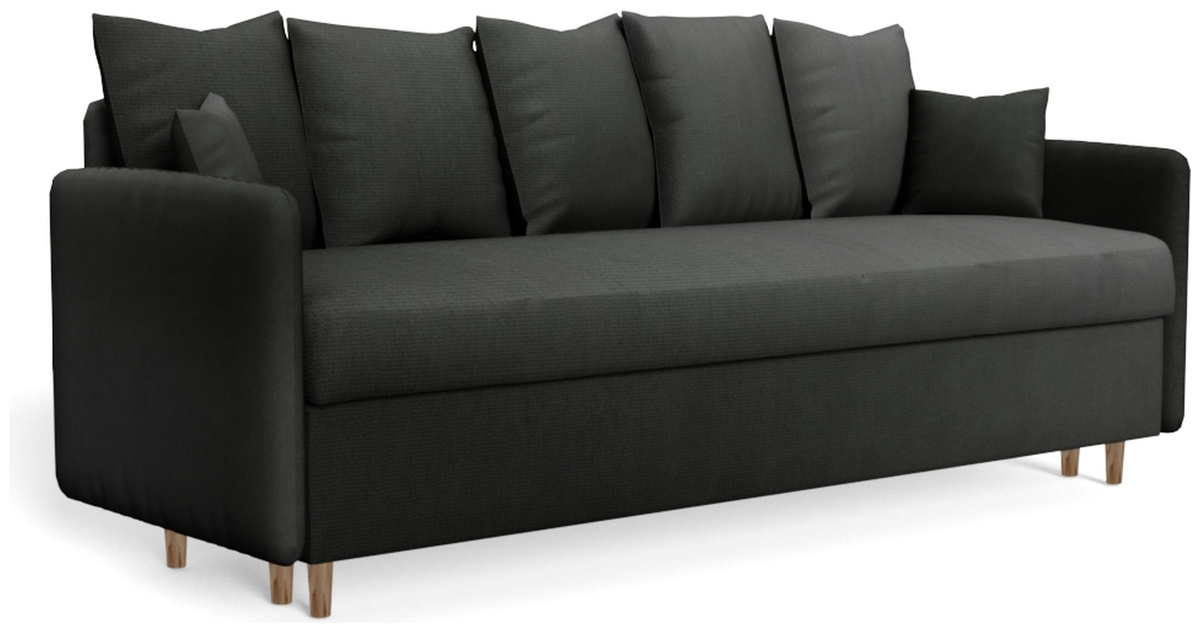 Grafitowa trzyosobowa sofa z funkcją spania do salonu GRATO