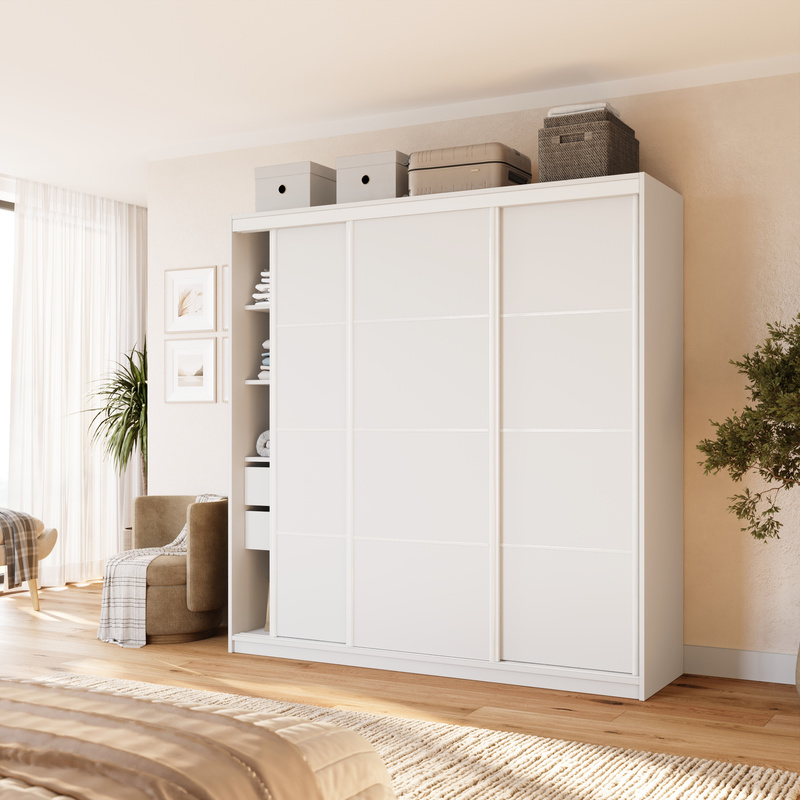 Nowoczesna biała szafa przesuwna 200 cm do sypialni VITA
