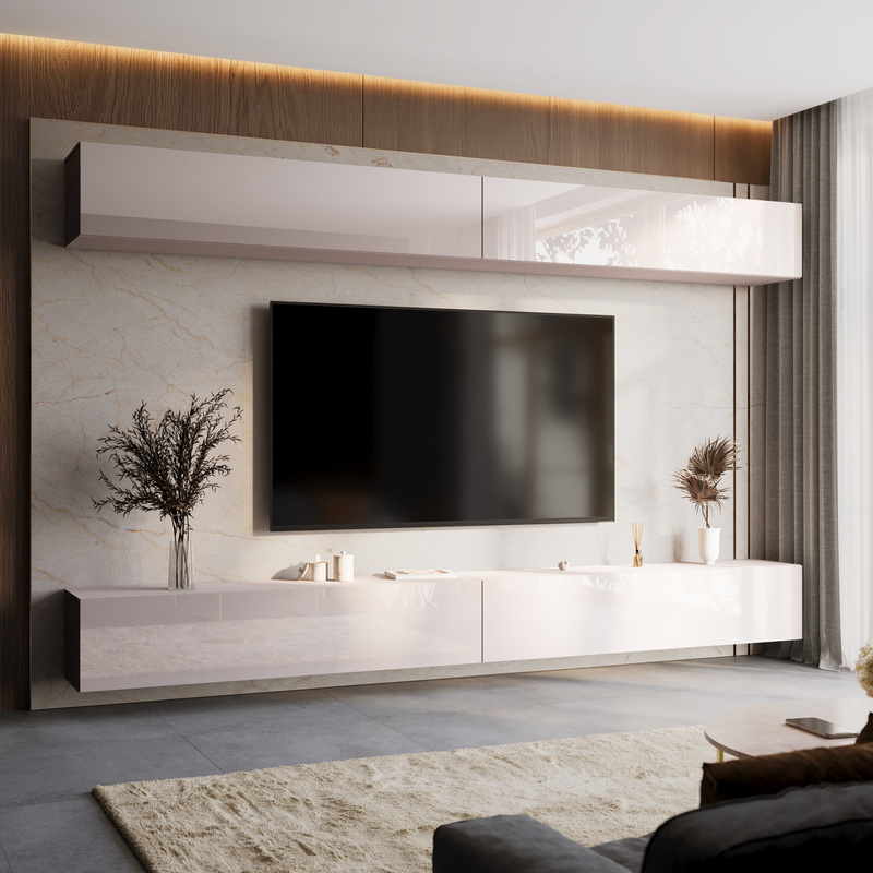 Nowoczesna meblościanka 350 cm do salonu PREMIUM kaszmir