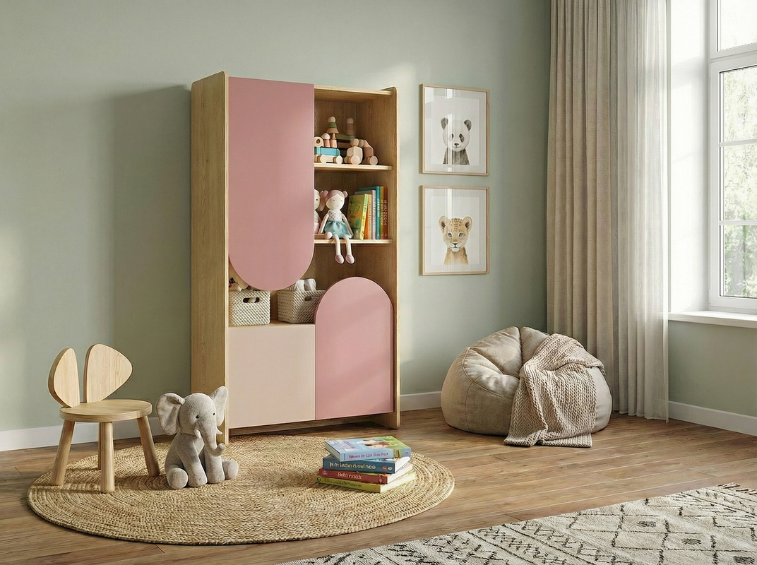 Regał dziecięcy z szufladami i półkami 83 cm LOLLIE dąb cremona