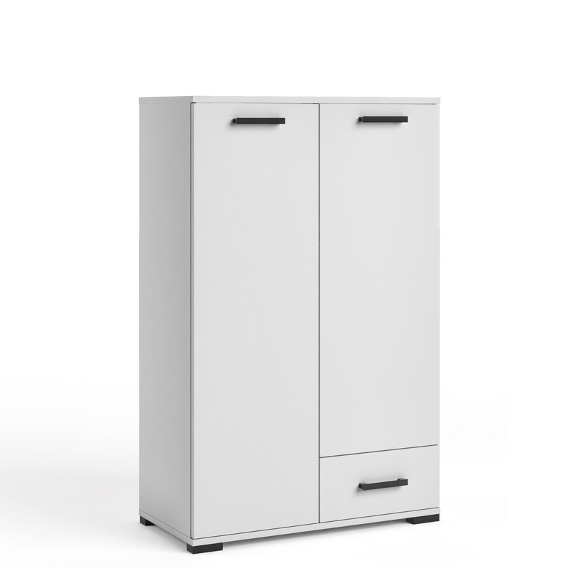 Biała komoda wysoka 80 cm do salonu dwudrzwiowa FIORA