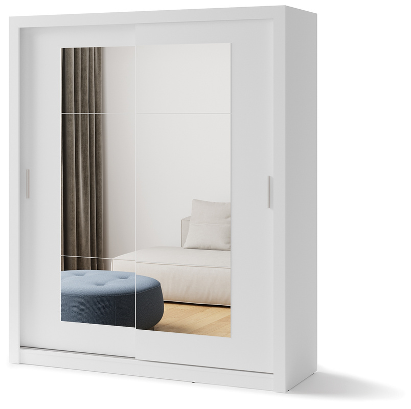 Nowoczesna szafa przesuwna z lustrem 180 cm biała IDEA