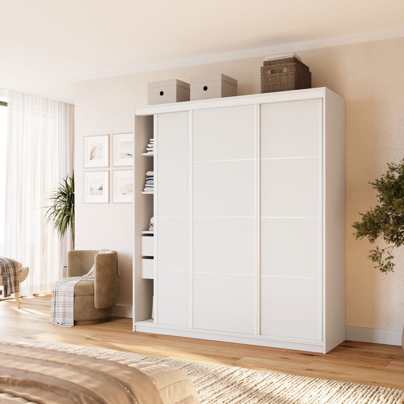 Nowoczesna biała szafa przesuwna 180 cm do sypialni VITA