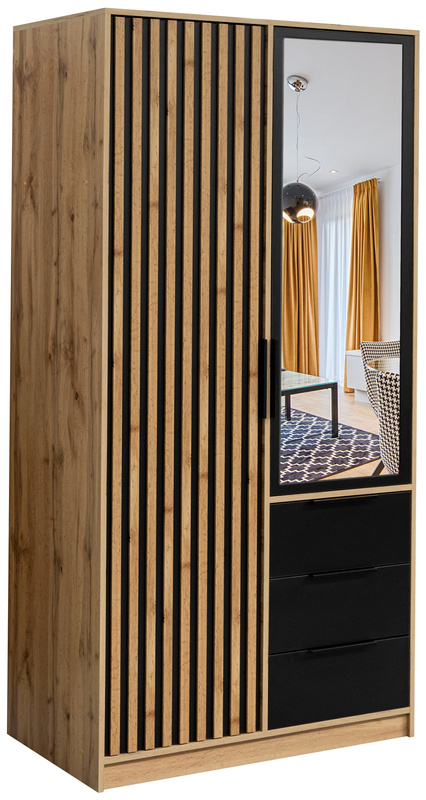 Nowoczesna dwudrzwiowa szafa z lamelami 100 cm BILL