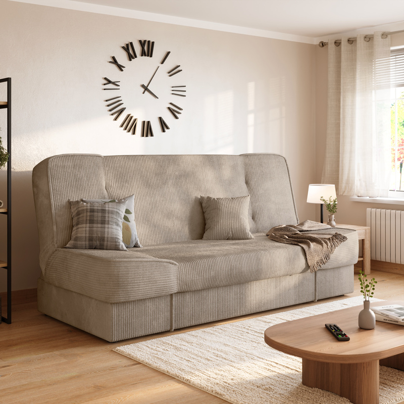 Beżowa wersalka z funkcją spania do salonu rozkładana TOLIA