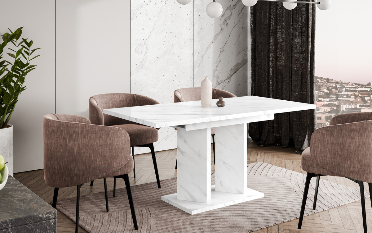 Prostokątny biały stół rozkładany 160 cm do jadalni GONDO