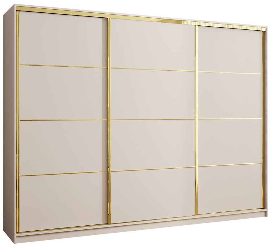 Pojemna trzydrzwiowa szafa przesuwna 280 cm z szufladami GOLD NEW
