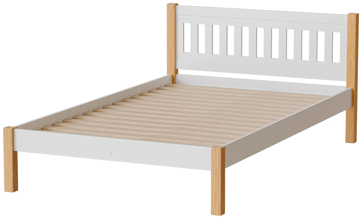 Białe drewniane łóżko jednoosobowe 120x200 cm GALANT